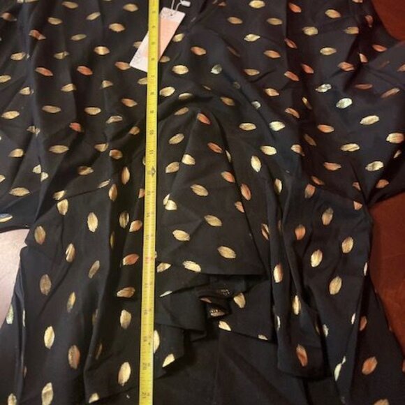 Gold Dot Black Long Sleeve Blouse By C+D+M Collection XL flare sleeve - Picture 14 of 14